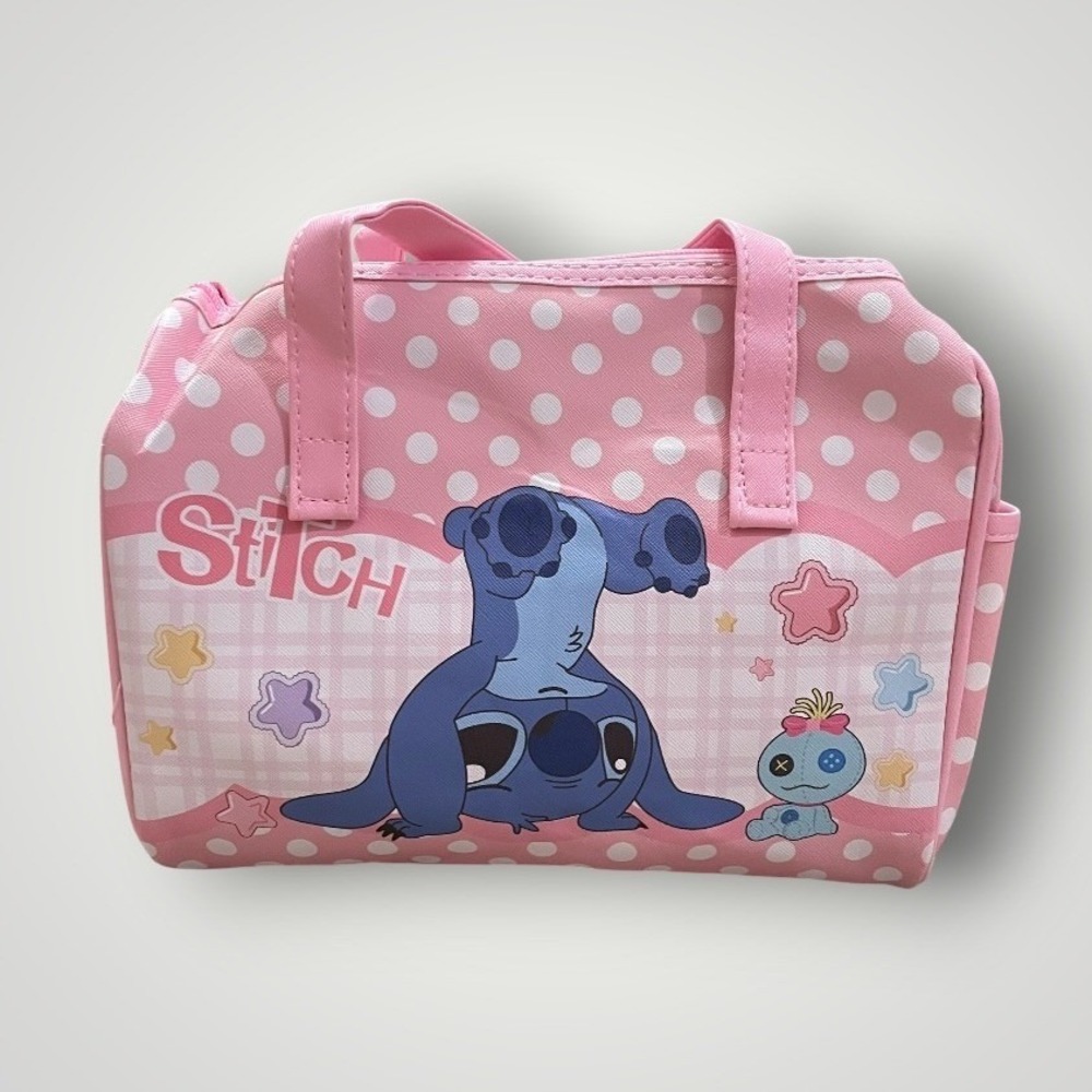 Disney Stitch Duffle‎ Bag Kids Pink Polka Dot Scrump Graphic Travel Bag Kawaii